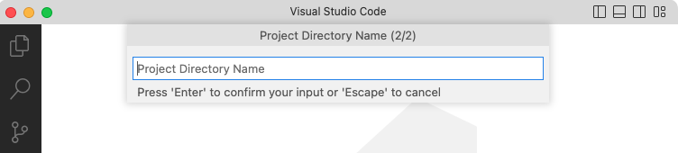 The VS Code prompt for the Project Directory Name.